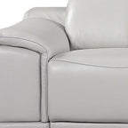 134" Beige Italian Leather Reclining USB and Wireless Charger Sofa And Storage
