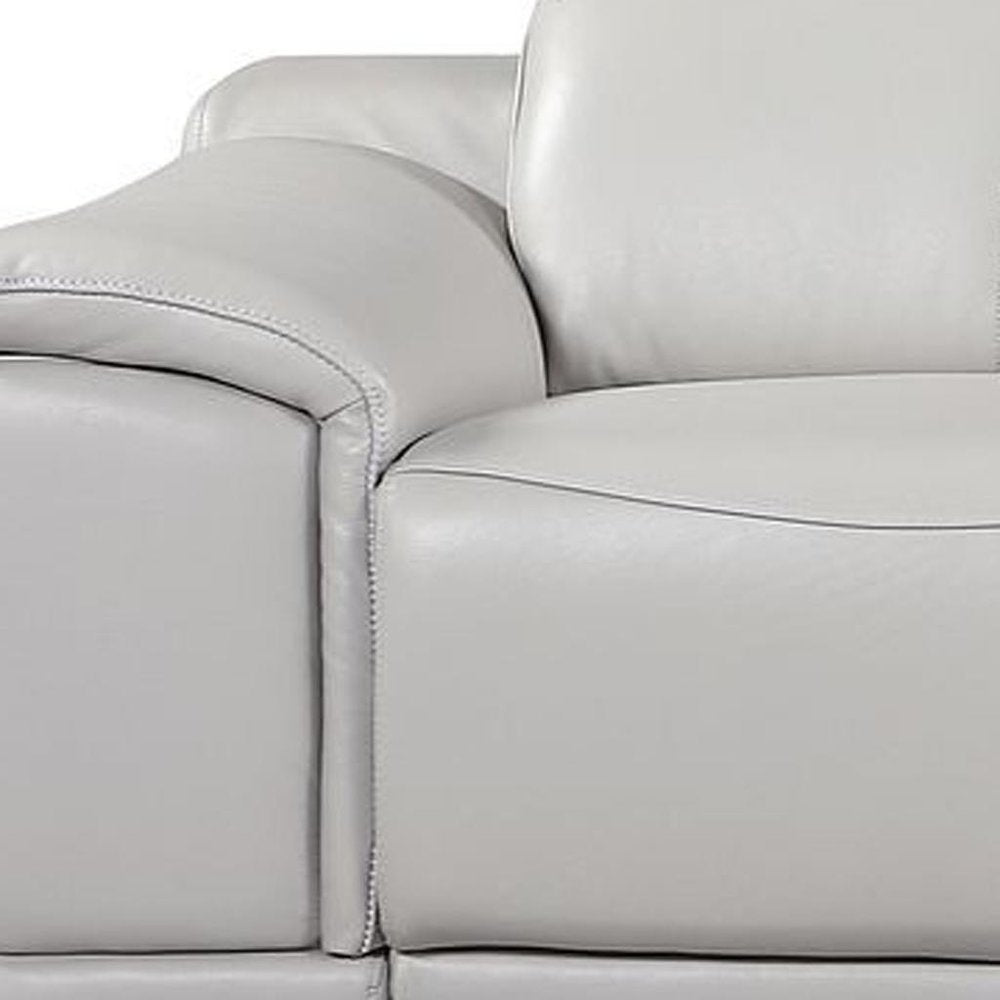 134" Beige Italian Leather Reclining USB and Wireless Charger Sofa And Storage