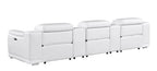 134" Beige Italian Leather Reclining USB and Wireless Charger Sofa And Storage