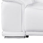134" Beige Italian Leather Reclining USB and Wireless Charger Sofa And Storage