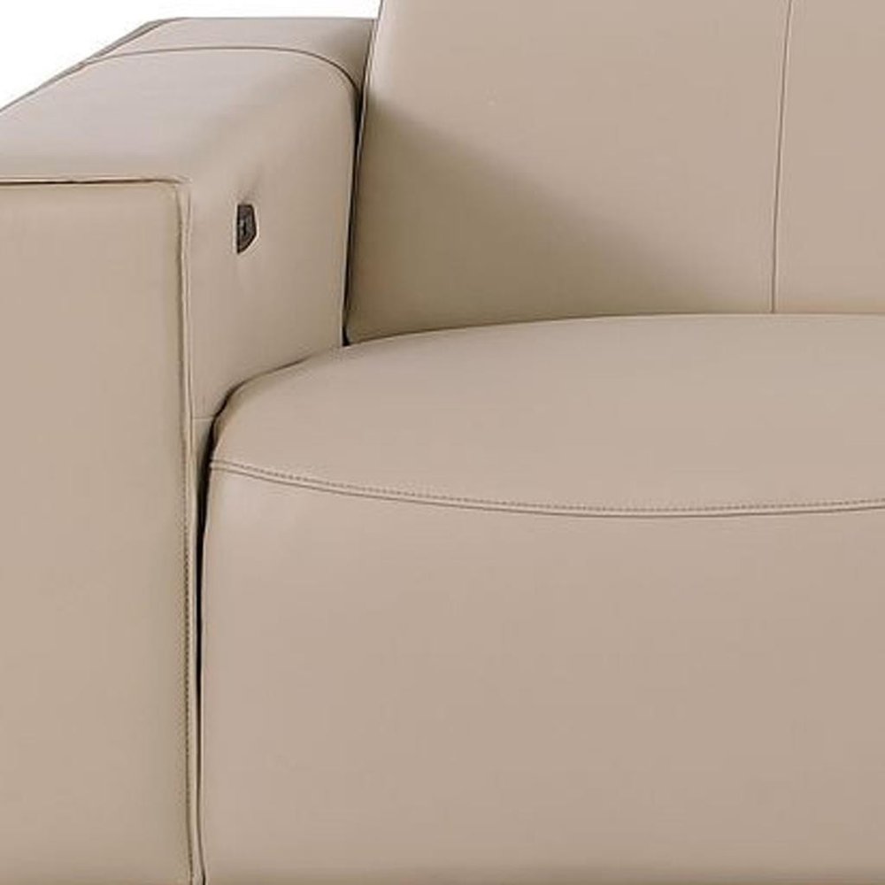 110" Black Top Grain Leather Reclining USB Sofa