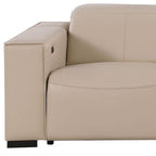 110" Black Top Grain Leather Reclining USB Sofa