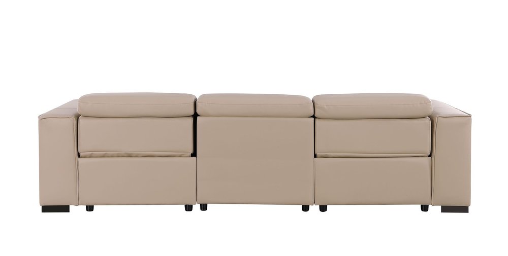 110" Black Top Grain Leather Reclining USB Sofa