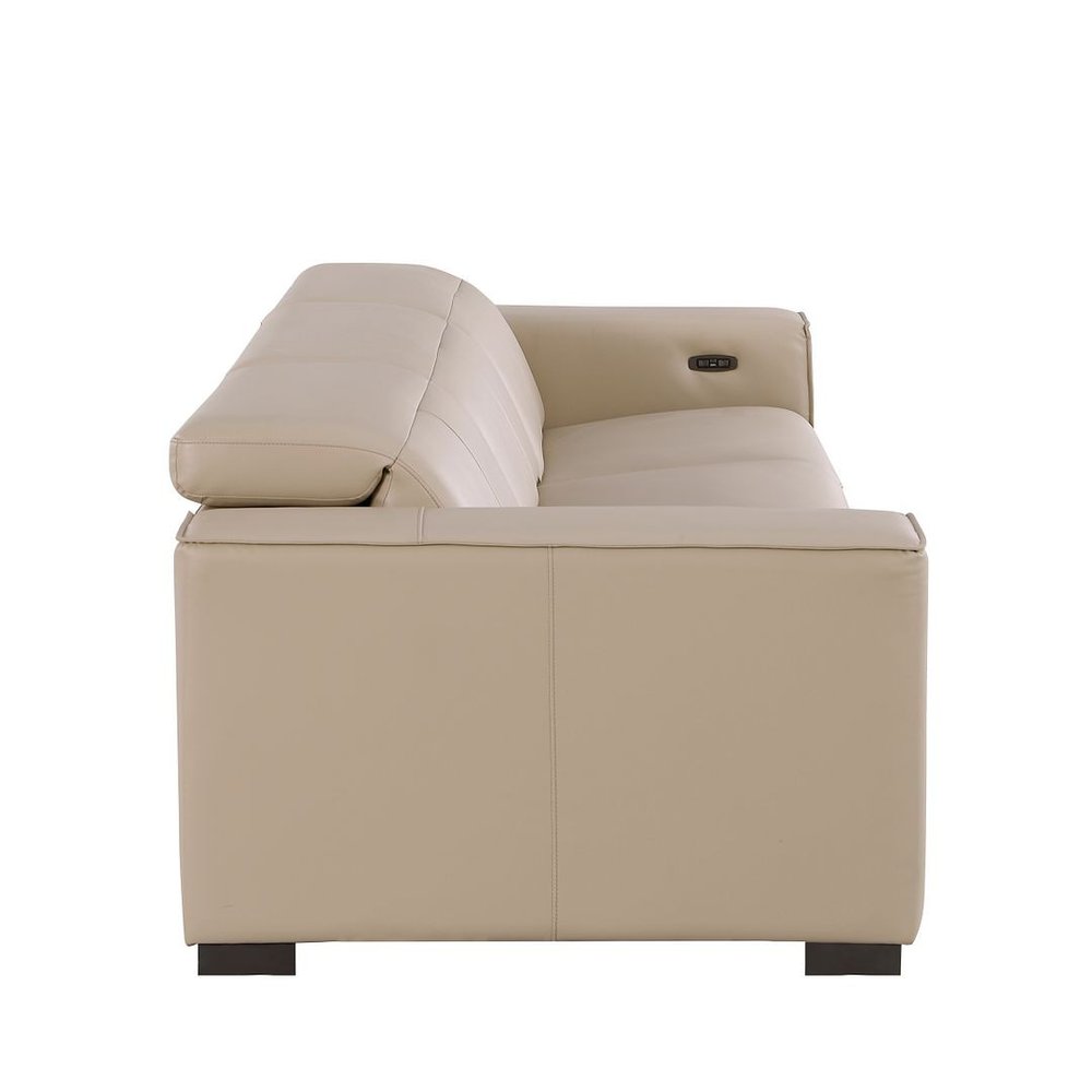110" Black Top Grain Leather Reclining USB Sofa
