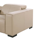 110" Black Top Grain Leather Reclining USB Sofa