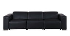 110" Black Top Grain Leather Reclining USB Sofa