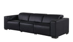 110" Black Top Grain Leather Reclining USB Sofa