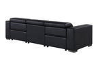 110" Black Top Grain Leather Reclining USB Sofa