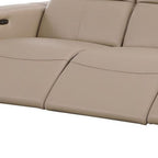 110" Black Top Grain Leather Reclining USB Sofa
