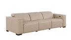 110" Black Top Grain Leather Reclining USB Sofa