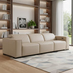 110" Black Top Grain Leather Reclining USB Sofa