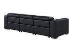 110" Black Top Grain Leather Reclining USB Sofa
