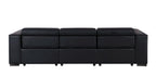 110" Black Top Grain Leather Reclining USB Sofa