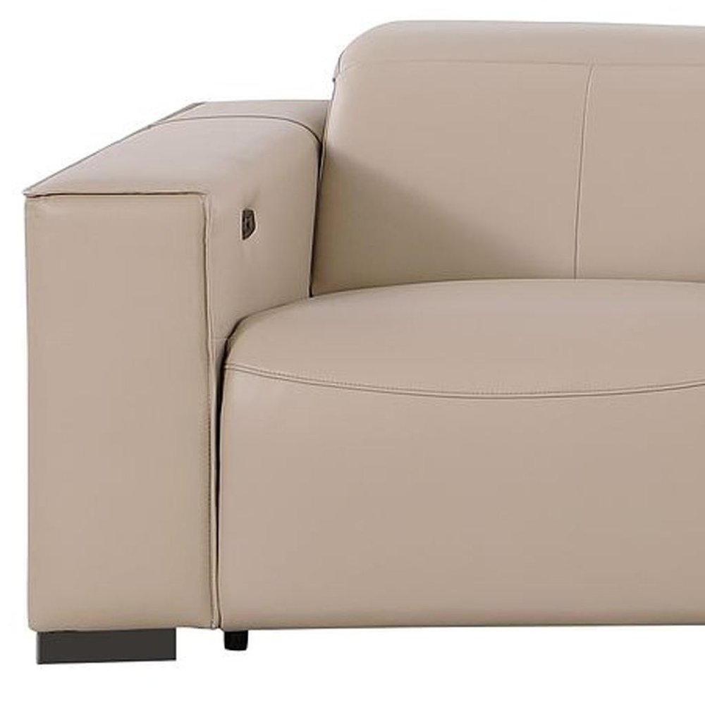 136" Black Top Grain Leather Reclining USB and Wireless Charger Sofa And Storage