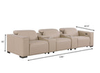 136" Black Top Grain Leather Reclining USB and Wireless Charger Sofa And Storage