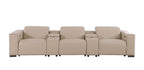 136" Black Top Grain Leather Reclining USB and Wireless Charger Sofa And Storage