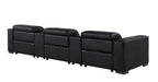 136" Black Top Grain Leather Reclining USB and Wireless Charger Sofa And Storage