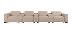 179" Black Top Grain Leather Reclining USB Sofa And Storage