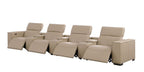 179" Black Top Grain Leather Reclining USB Sofa And Storage