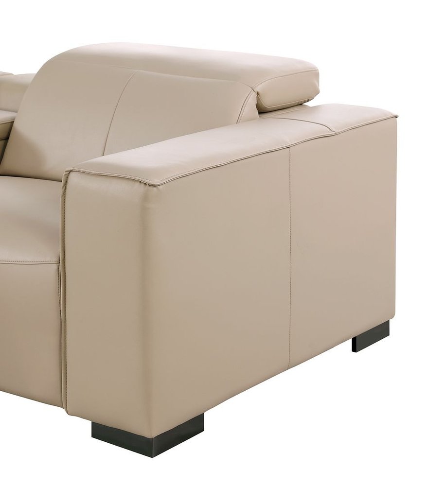 179" Black Top Grain Leather Reclining USB Sofa And Storage