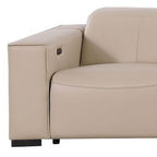 179" Black Top Grain Leather Reclining USB Sofa And Storage
