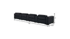 179" Black Top Grain Leather Reclining USB Sofa And Storage