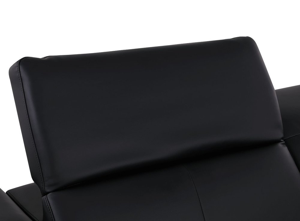 179" Black Top Grain Leather Reclining USB Sofa And Storage