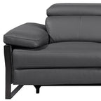 104" Dark Gray Italian Leather Reclining USB Sofa