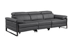 104" Dark Gray Italian Leather Reclining USB Sofa