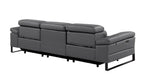 104" Dark Gray Italian Leather Reclining USB Sofa