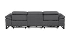104" Dark Gray Italian Leather Reclining USB Sofa