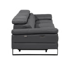 104" Dark Gray Italian Leather Reclining USB Sofa