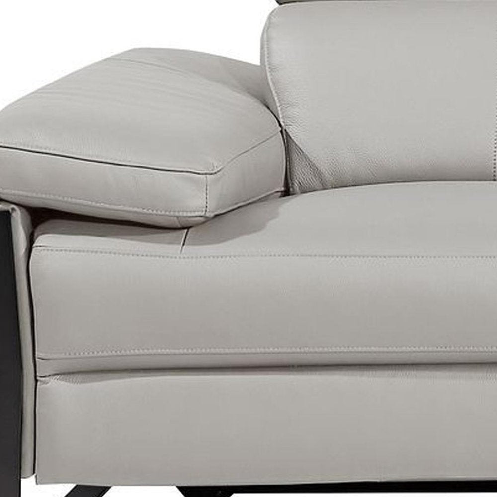104" Dark Gray Italian Leather Reclining USB Sofa