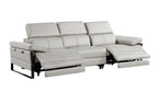 104" Dark Gray Italian Leather Reclining USB Sofa