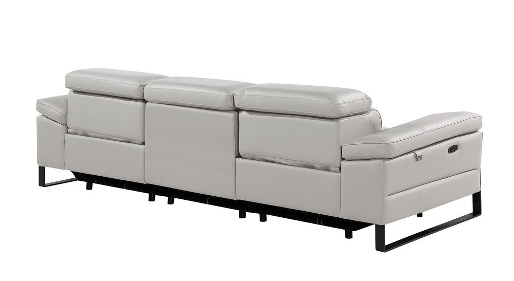 104" Dark Gray Italian Leather Reclining USB Sofa