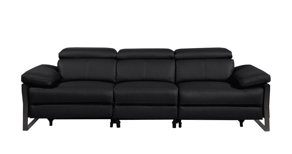 104" Dark Gray Italian Leather Reclining USB Sofa
