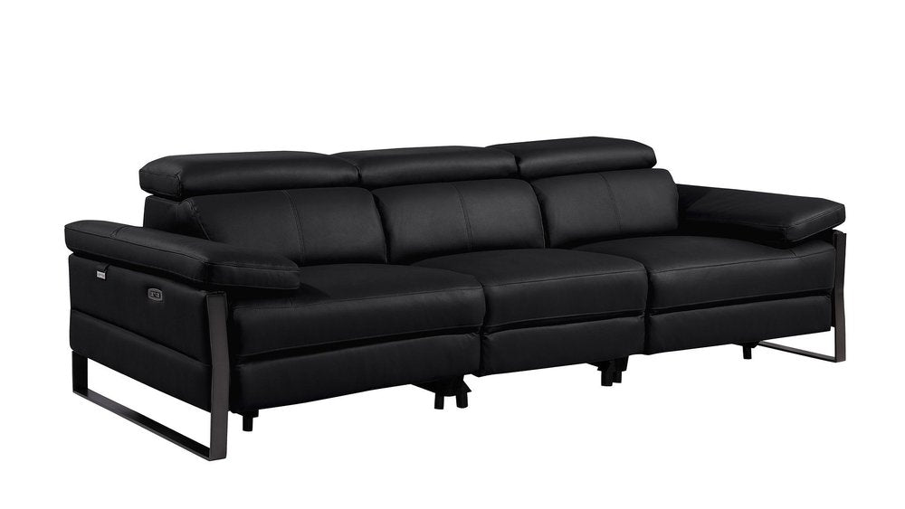 104" Dark Gray Italian Leather Reclining USB Sofa