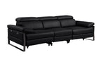 104" Dark Gray Italian Leather Reclining USB Sofa