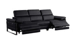 104" Dark Gray Italian Leather Reclining USB Sofa