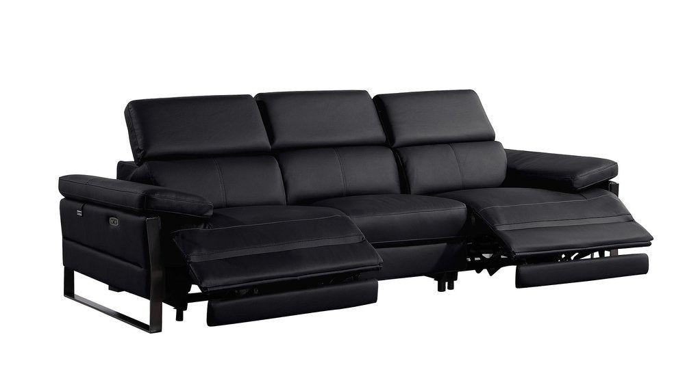 104" Dark Gray Italian Leather Reclining USB Sofa