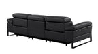 104" Dark Gray Italian Leather Reclining USB Sofa