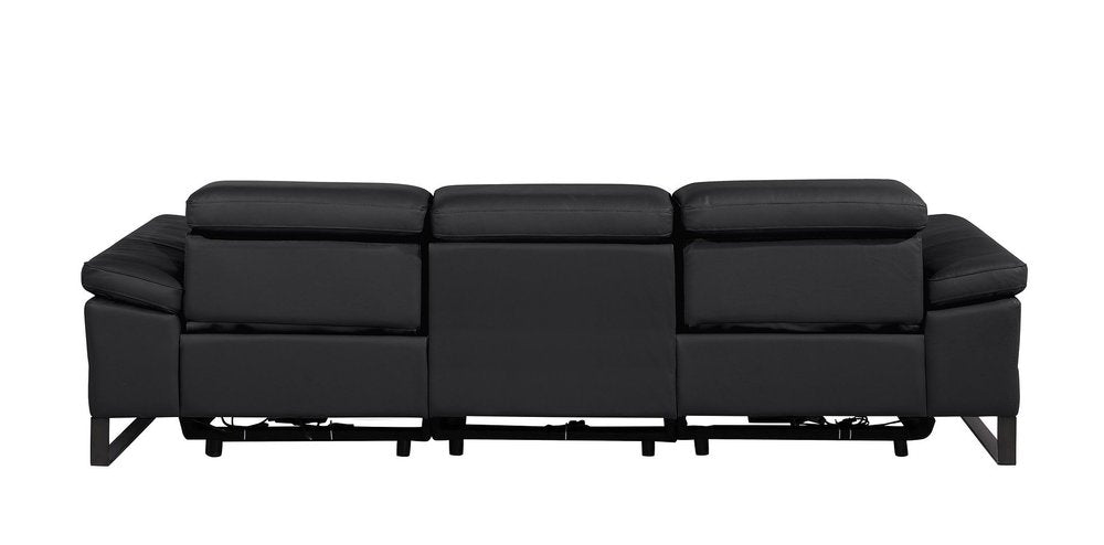 104" Dark Gray Italian Leather Reclining USB Sofa