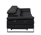 104" Dark Gray Italian Leather Reclining USB Sofa