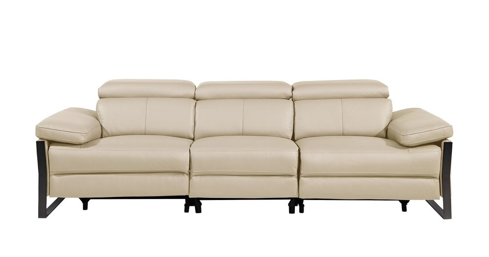 104" Dark Gray Italian Leather Reclining USB Sofa