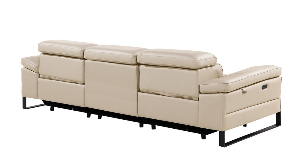 104" Dark Gray Italian Leather Reclining USB Sofa