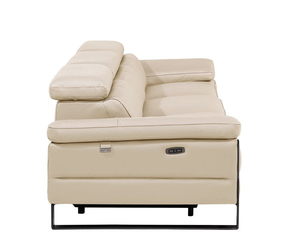 104" Dark Gray Italian Leather Reclining USB Sofa