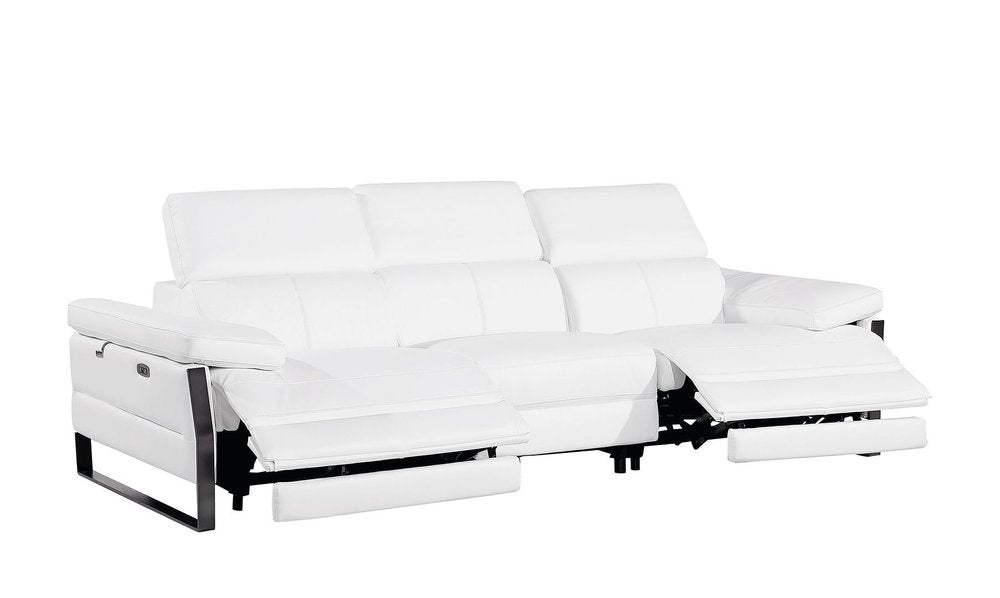 104" Dark Gray Italian Leather Reclining USB Sofa