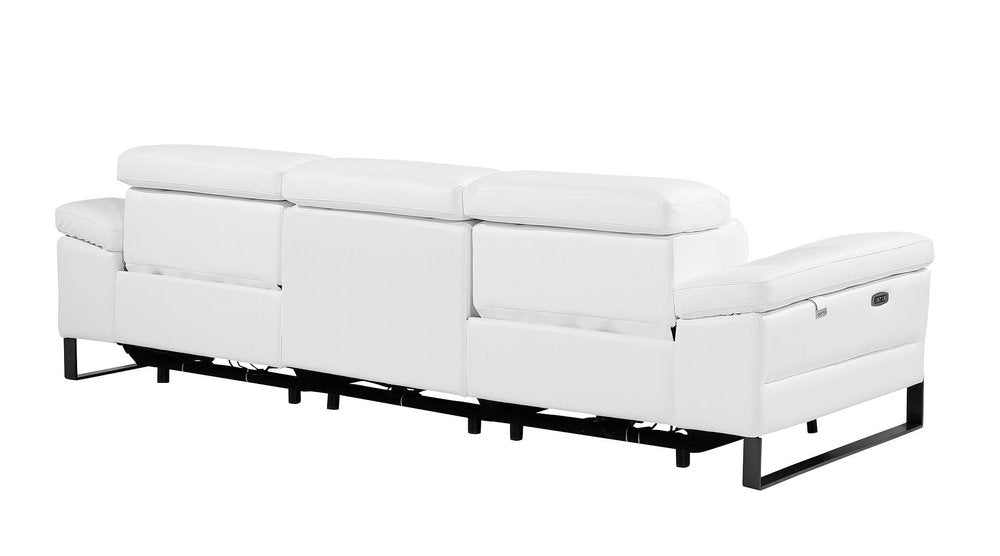 104" Dark Gray Italian Leather Reclining USB Sofa