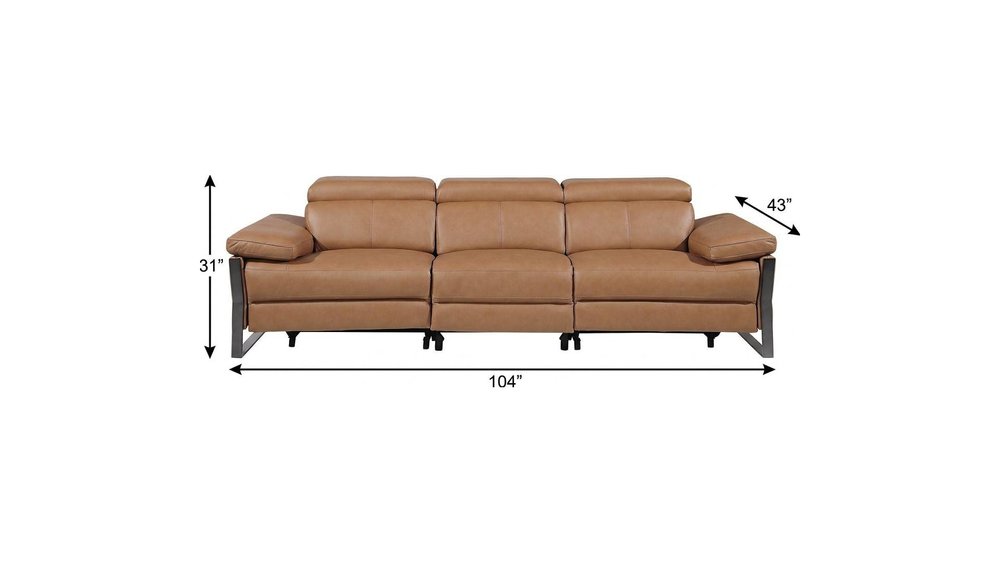 104" Dark Gray Italian Leather Reclining USB Sofa