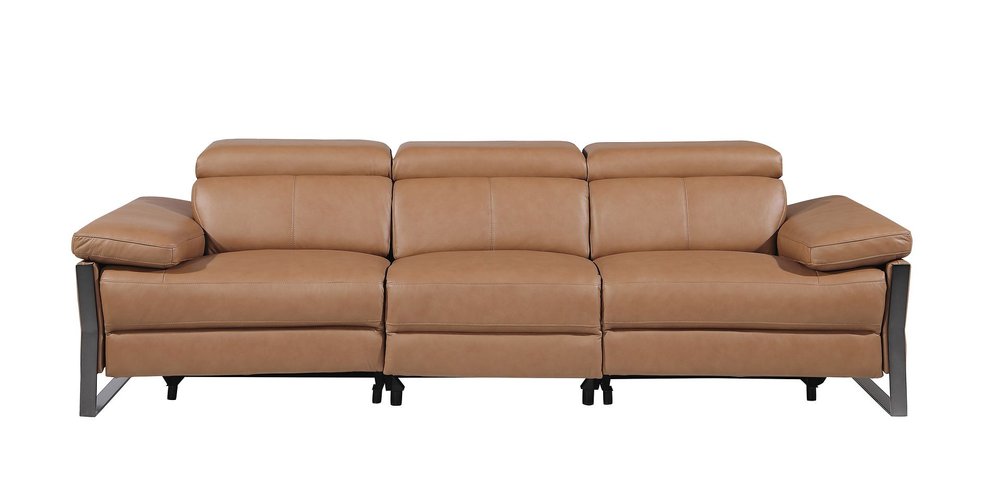 104" Dark Gray Italian Leather Reclining USB Sofa